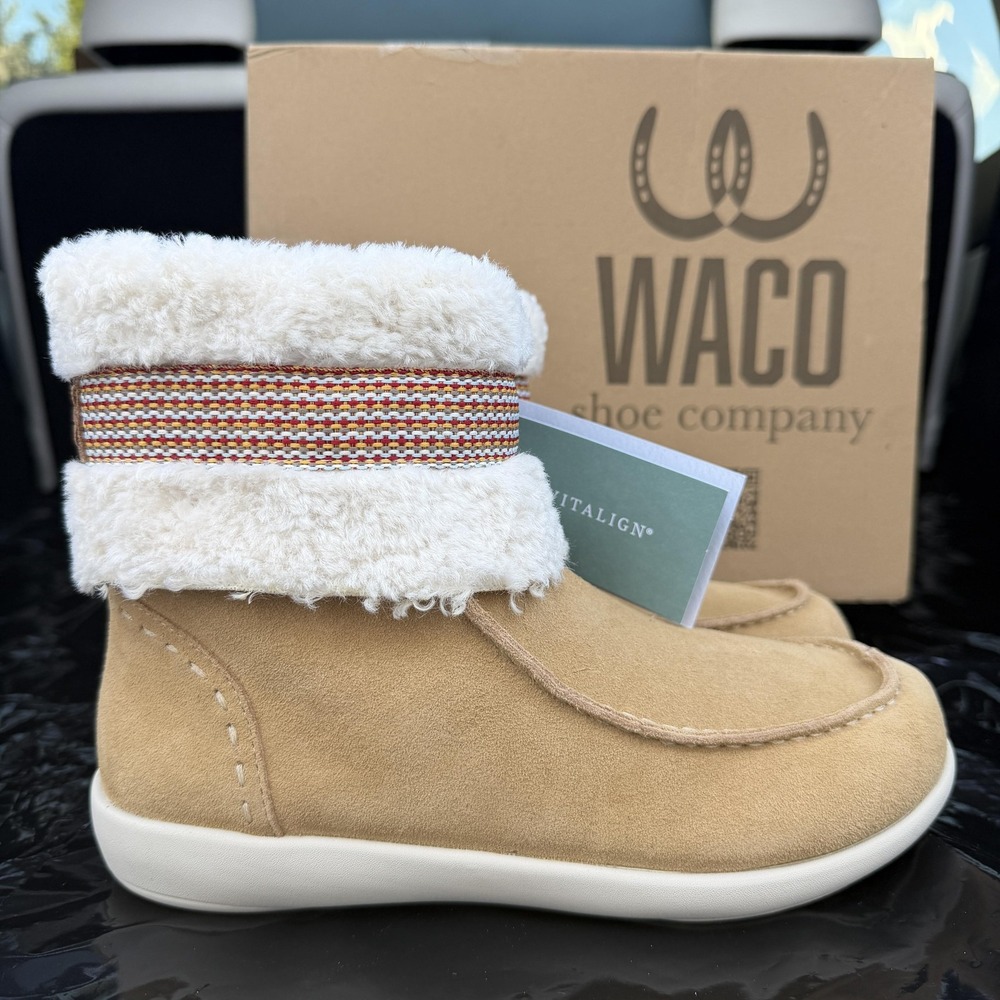 Revitalign Boots Womens Size 7 Tan Siesta Frosty Suede‎ Faux Fur Ankle Winter